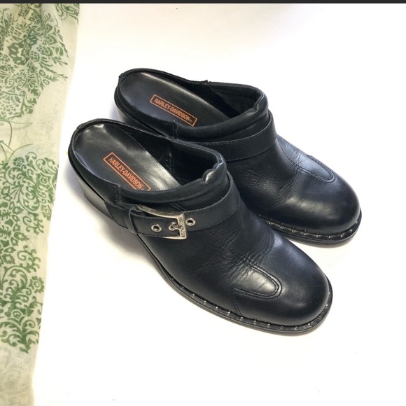 Harley Davidson Clogs Slip on Heel Studded Leather - Picture 2 of 8